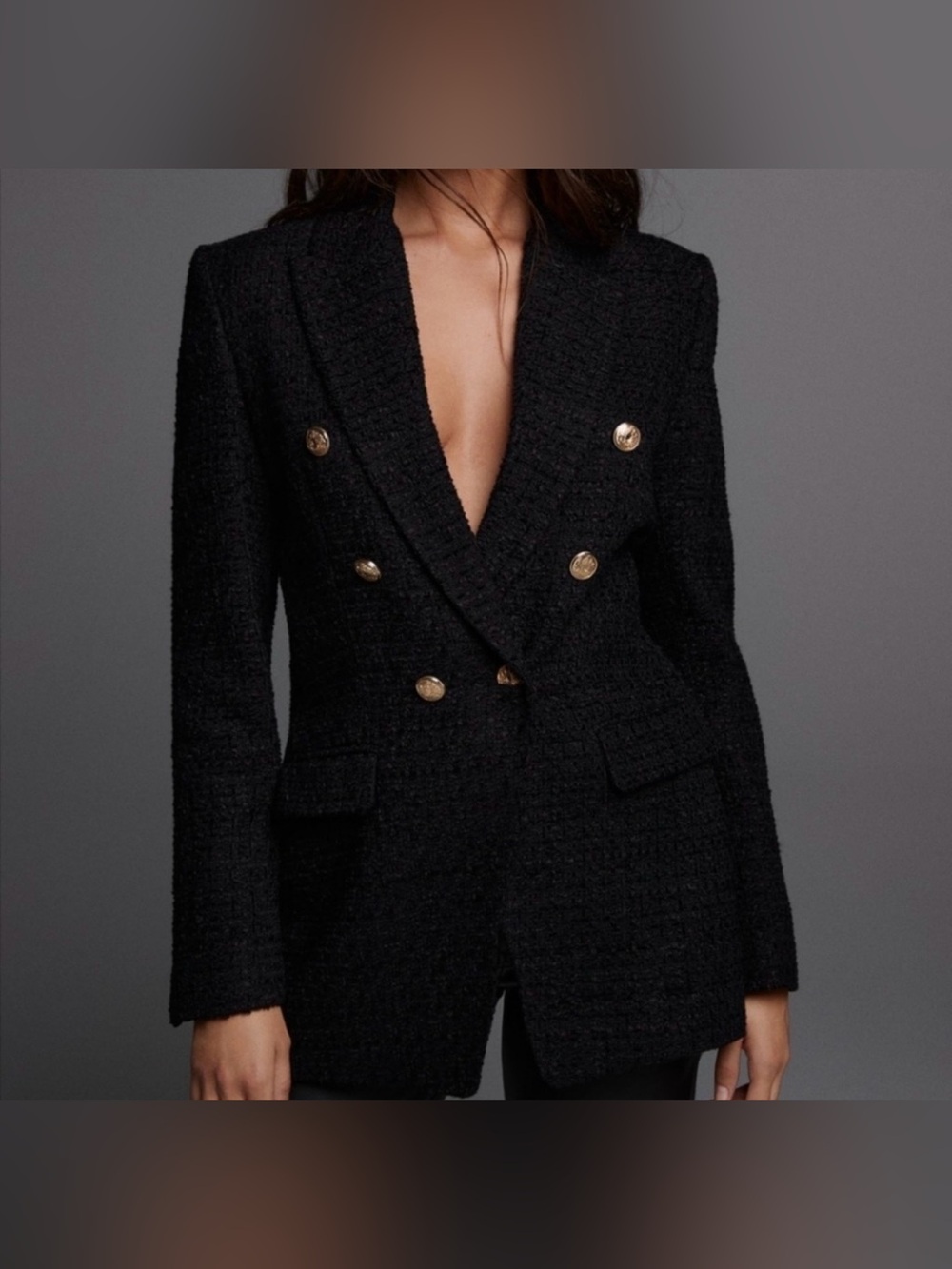 Zara NWT RARE Timeless Classic Minimalist Tailored Tweed Textured Runway Jacket - Picture 4 of 14